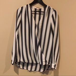 Black and White Vertical Striped Blouse